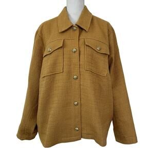 J Jill Womens Modern Tweed‎ Button Jacket Size 3X Honey Yellow Career Office NWT